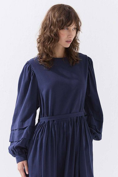 Hooopstore Φόρεμα Allerli Navy Blue με βαμβακερό μείγμα