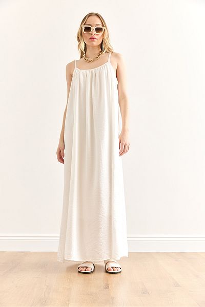 Olalook Damen-Kleid mit weißem Riemen, verstellbar, gefüttert, ELB-19002424