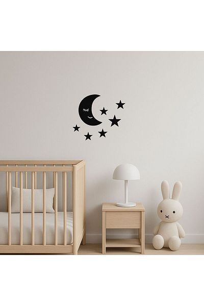 Numa Concept Moon and Star Patterned Wooden Christmas Ornament