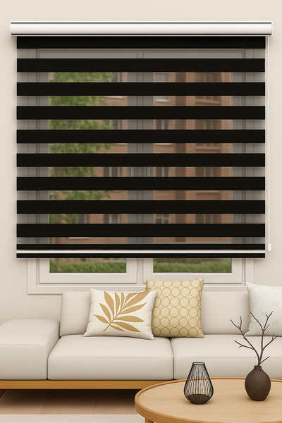 NetworkAvm Ithal Bambu Siyah Zebra Stor Perde Eteği Düz (1.kalite Alüminyum K...