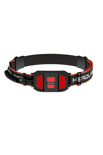 OEM Headlamp with LED strip, adjustable, USB cable, rechargeable, black/red