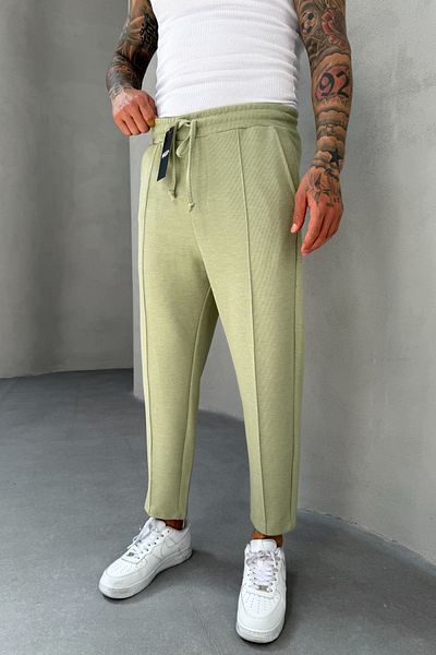 MADZEYMODA Ανδρικό πράσινο παντελόνι Jogger Boyfriend με λεπτομέρεια από ύφασμα βάφλα Mz5036