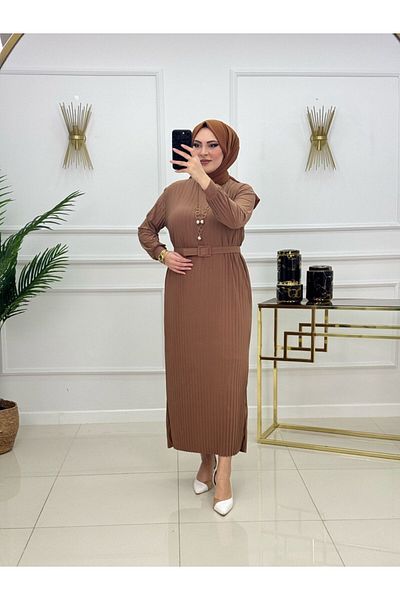 Enans Design Γυναικείο Φόρεμα Hijab με Πλισέ Ζώνη Δώρο