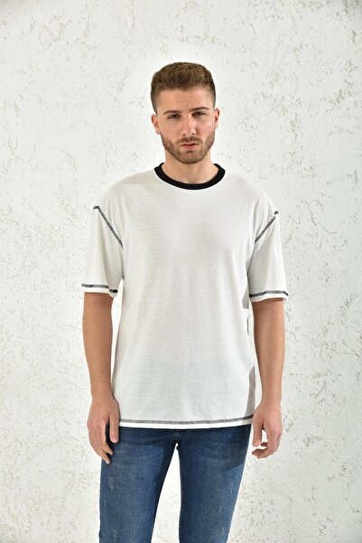 MOVİMENT Mânecă scurtă albă, guler colorat tricou