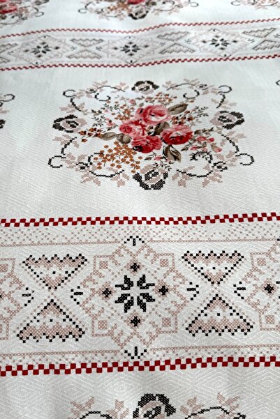 Alla Turca Single Cross Stitch Patterned Pique – Powder |   160X240 cm |   100% Cotton