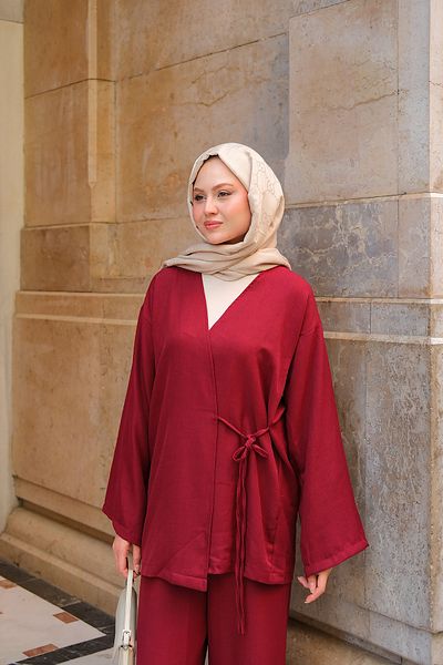 LOCCO Women's Double Breasted Collar Suit Claret Red