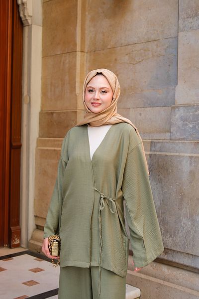 LOCCO Women's Double Breasted Collar Suit Khaki Green