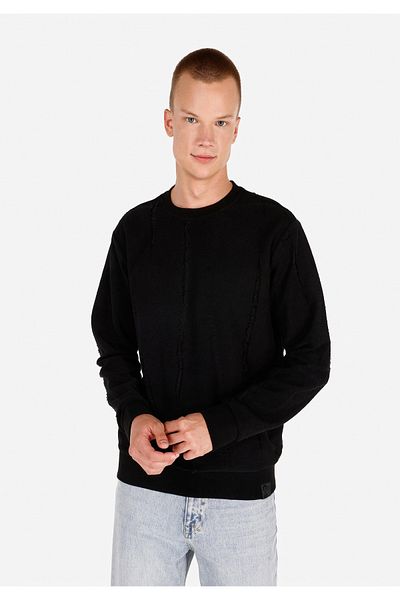 Colin's Regular Fit Round Neck Plain Men's Black Long Sleeve T-Shirt
