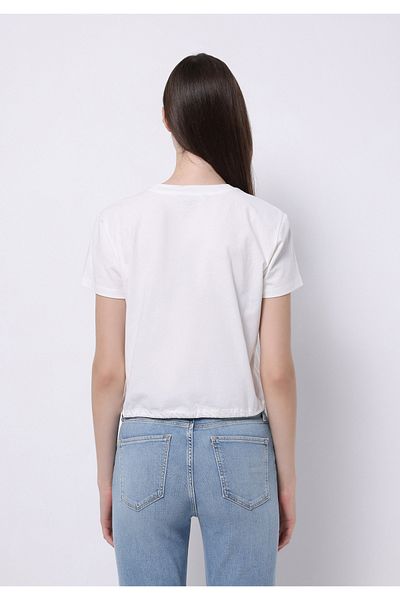 Colin's Tricou alb cu mânecă scurtă pentru femei, cu croiala normală