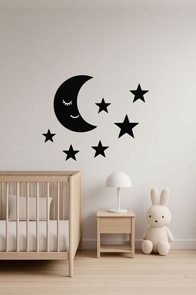 Numa Concept Moon and Star Patterned Wooden Christmas Ornament