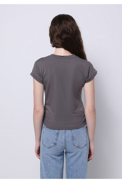 Colin's Slim Fit Round Neck Plain Women's Gray Short Sleeve T-Shirt