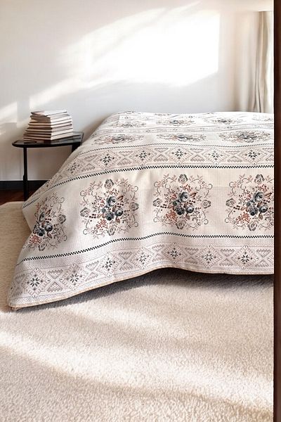 Alla Turca Double Cross Stitch Patterned Pique – Gray |   200X240 cm |   100% Cotton