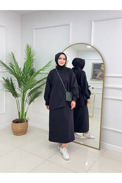 Enans Design Set de 2 piese Hijab pentru femei Fusta și pantaloni cu aspect s...