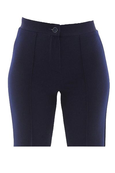 Sevda Kılınç Large Size Striped Crepe Fabric Trousers