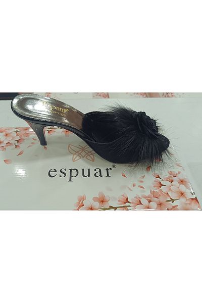 Espuar Γυναικείες παντόφλες με φτερά σε σκόνη με τριαντάφυλλο διακοσμημένο με προίκα και σπίτι