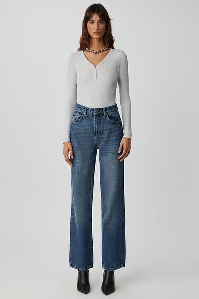 GRIMELANGE Kalanı Damen-Bluse mit langen Ärmeln, V-Ausschnitt und Knopfleiste