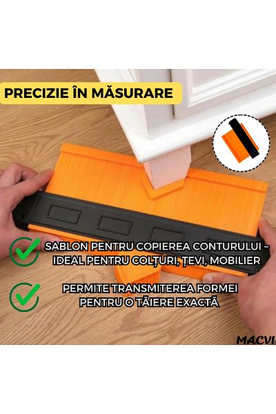 MACVI Instrument de Masurare Colturi Macvi®, 12cm, Plastic, Negru/Portocaliu, pentru Renovari si Bricolaj