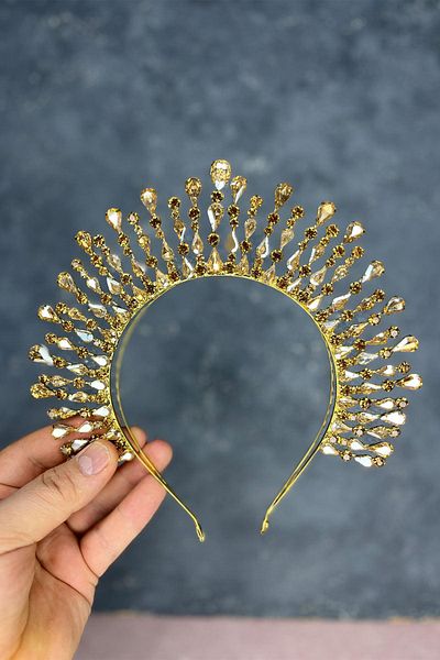 Hayalperest boncuk Honey Color Ayas High Party Bridal Henna Crown