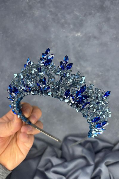 Hayalperest boncuk Indigo Blue Nature Beaded Bridal Henna Crown Bridal Hair Accessory