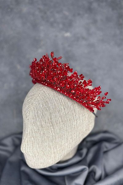 Hayalperest boncuk Red livan beaded bridal henna crown hair accessory