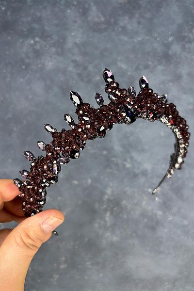 Hayalperest boncuk Purple Lycia Bead Embroidered Bridal Henna Crown