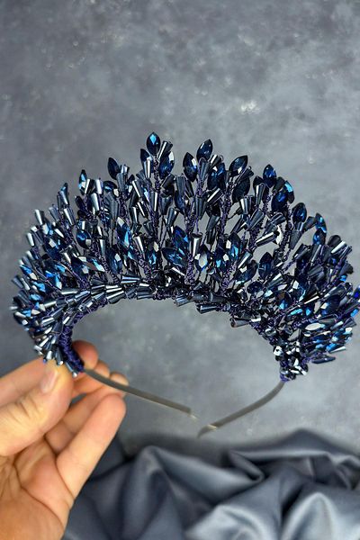 Hayalperest boncuk Maria Intensely Embroidered Crystal Bridal Henna Crown Hair Accessory