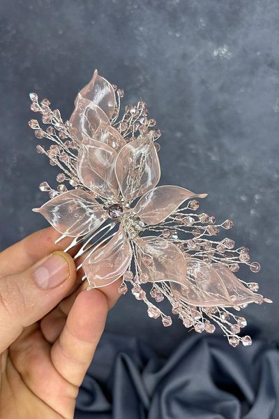 Hayalperest boncuk Powder Pearlescent Essence Scalloped Bridal Hair Accessory