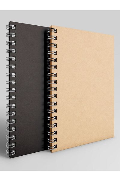 Apeirona | Limitless Art Lined And Checkered Notebook Set - Kraft Hard Cover - A5 - 2x80 Pages