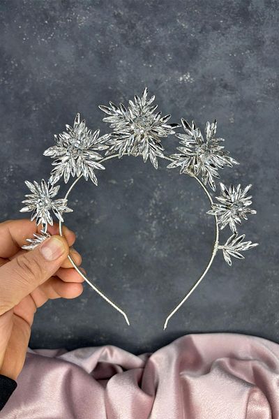 Hayalperest boncuk Star Stone Detailed Bridal Crown Henna Night and Hair Accessory for Wedding