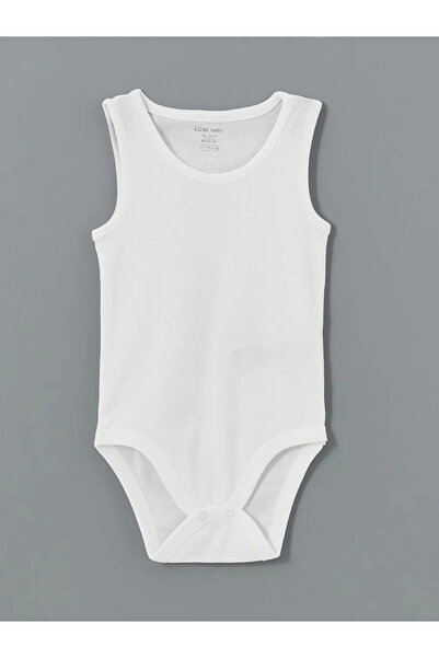 LC Waikiki Lcw Baby Ecru Organic Fabric Baby Boy Bodysuit with Snap Fasteners, Pack of 2
