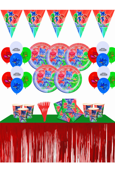 snowparty Pj Maske Pijamaskeliler Set de 32 de piese pentru petrecerea de aniversare cu fuste de masă metalizate