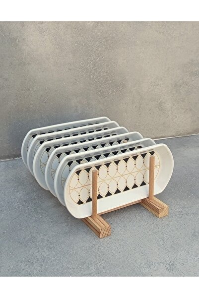Pinkev 6lı Set Seramik Küçük Boy Oval Kayık Tabak Seti - 9x20cm