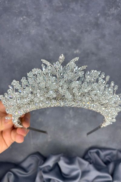 Hayalperest boncuk Light Mint Green Livan Beaded Bridal Henna Crown Hair Accessory