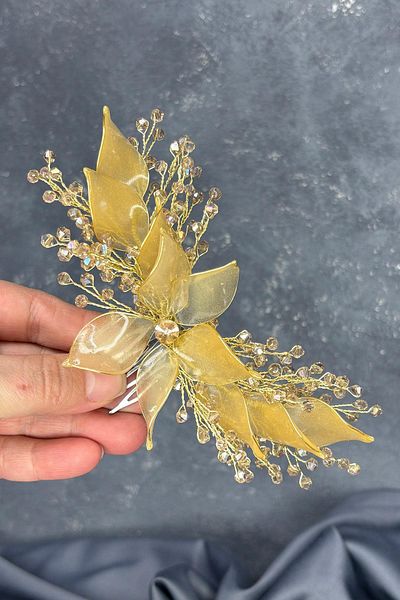 Hayalperest boncuk Honey Color Pearlescent Essence Scalloped Bridal Hair Accessory