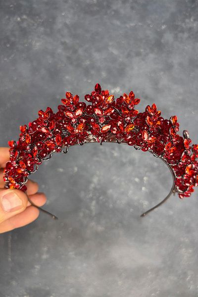 Hayalperest boncuk Red Umay Bead Embroidered Bridal Henna Crown