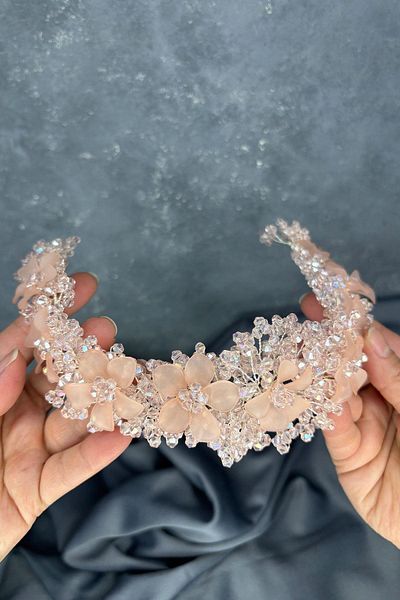 Hayalperest boncuk Powder Nileda Crystal Beaded Bridal Henna Crown Hair Accessory