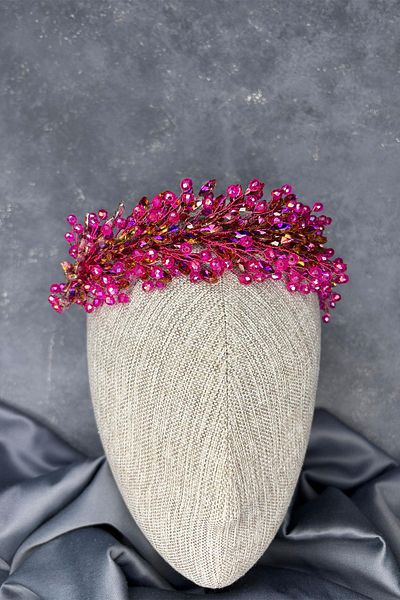 Hayalperest boncuk Fuchsia Elisa Beaded Bridal Henna Crown Hair and Turban Accessory