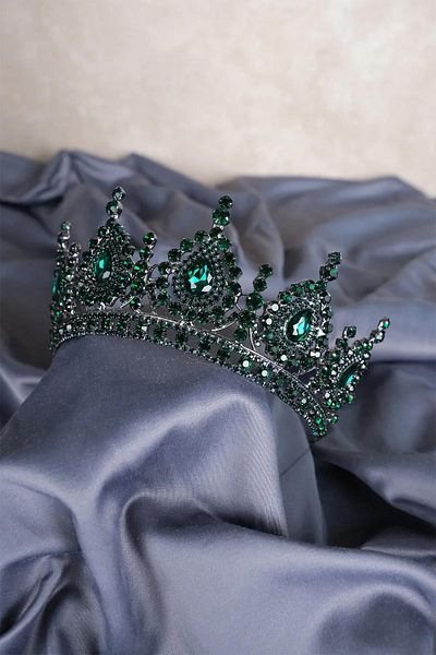 Hayalperest boncuk Green Ahu Drop Crystal Stone Bridal Henna Crown