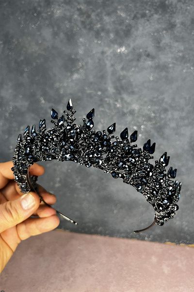 Hayalperest boncuk Navy Blue Ala Beaded Design Bridal Henna Crown