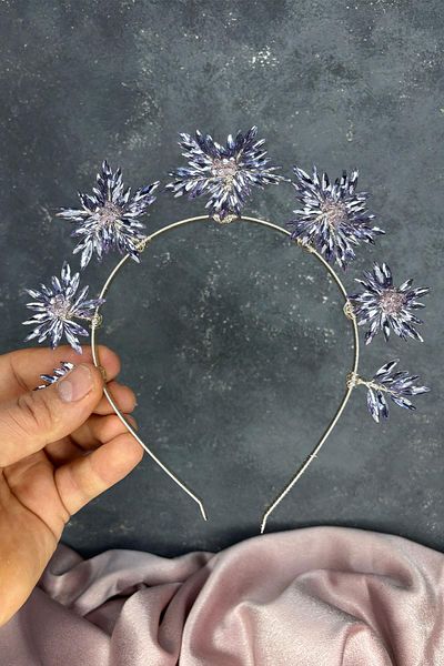 Hayalperest boncuk Lilac Star Stone Bridal Henna Crown and Bridal Hair Accessory