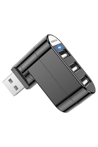 Borofone Hub Splitter USB cu 3 porturi și indicator LED - Negru