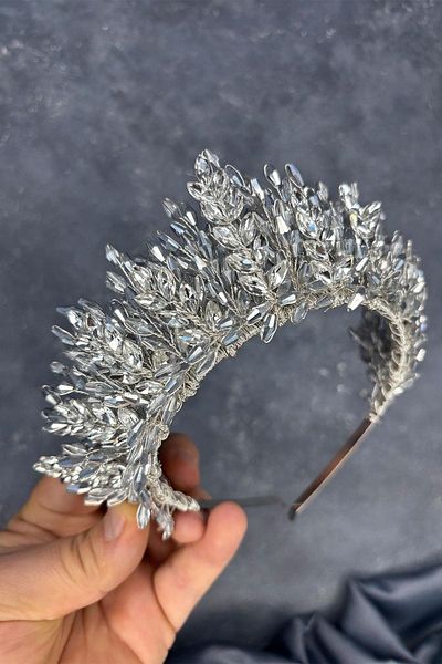 Hayalperest boncuk Elisa Design Beaded Bridal Henna Crown Hair Accessory