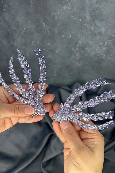Hayalperest boncuk Lilac Double Sided Comb Büge Bridal Hair Accessory