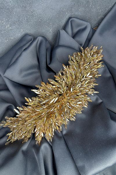 Hayalperest boncuk Honey Color Eva Intense Bead Embroidered Bridal Henna Crown