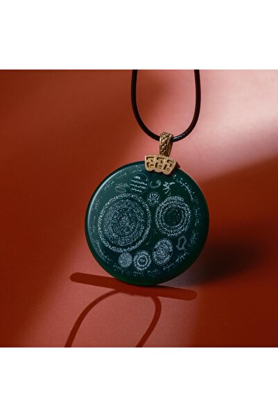 Sırlı Sepet Yeşil Özel Seri Dualı Akik Taşı Kolye