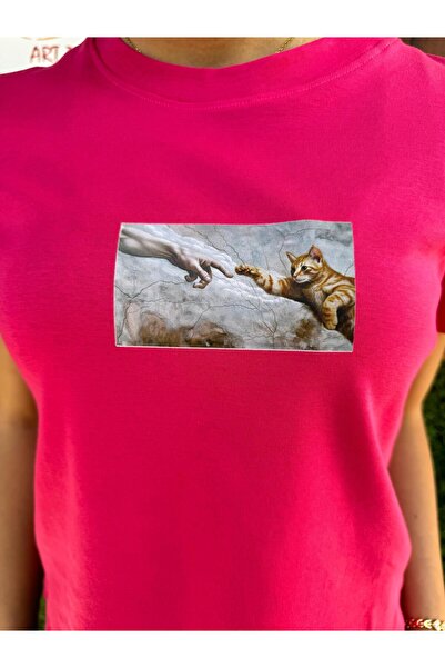 Butik قطة مايكل أنجلو / تي شيرت نسائي باللون الوردي