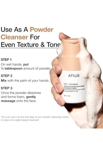 ANUA Rice Enzyme Brightening Cleansing Powder, Rice Mask, Ceramide, Gentle Face Wash for Brightening