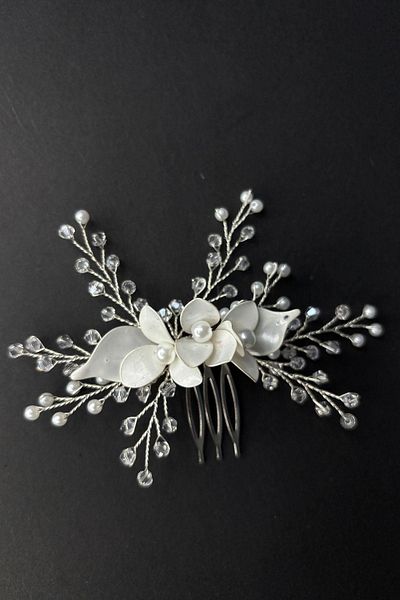 Hayalperest boncuk Minimal Design Enameled Crystal Bridal Hair Accessory
