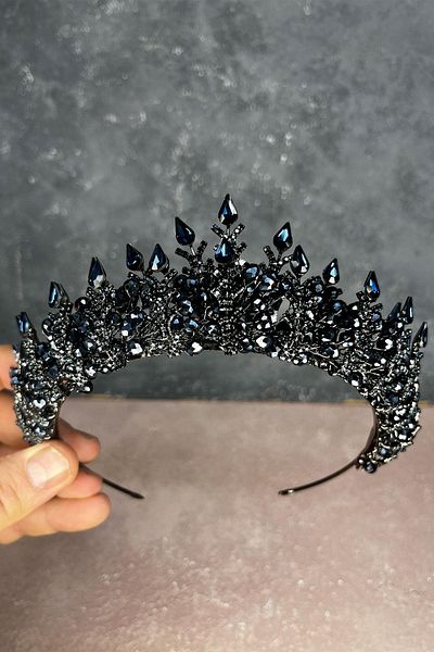 Hayalperest boncuk Navy Blue Ala Beaded Design Bridal Henna Crown
