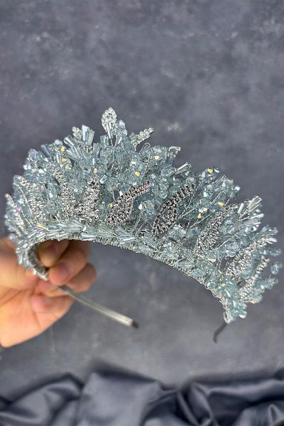 Hayalperest boncuk Water Green Livan Beaded Bridal Henna Crown Hair Accessory